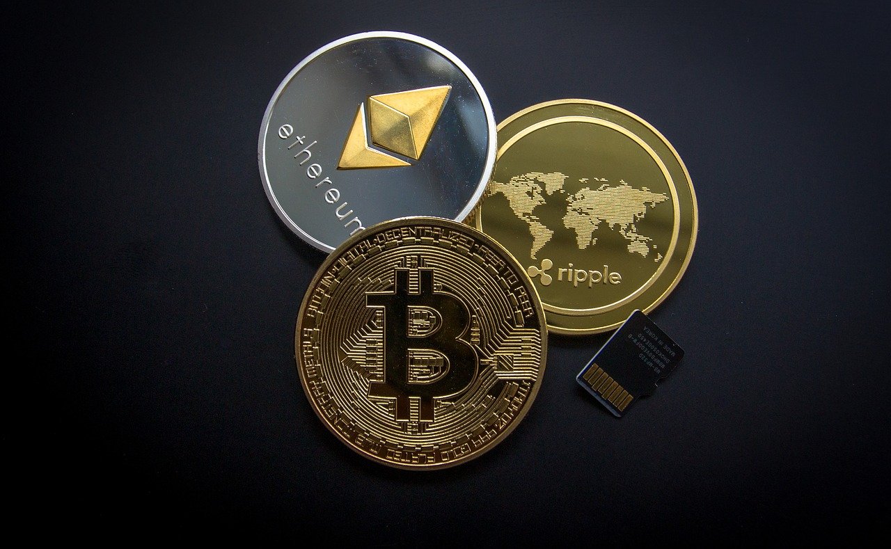Ethereum, Bitcoin, and Ripple coins